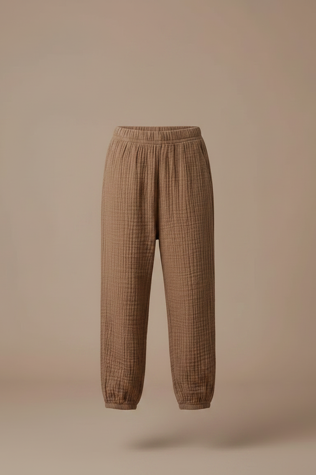 Pantalon Chino Marron Ample Texturé Enfant Décontracté - Coton - vue 3