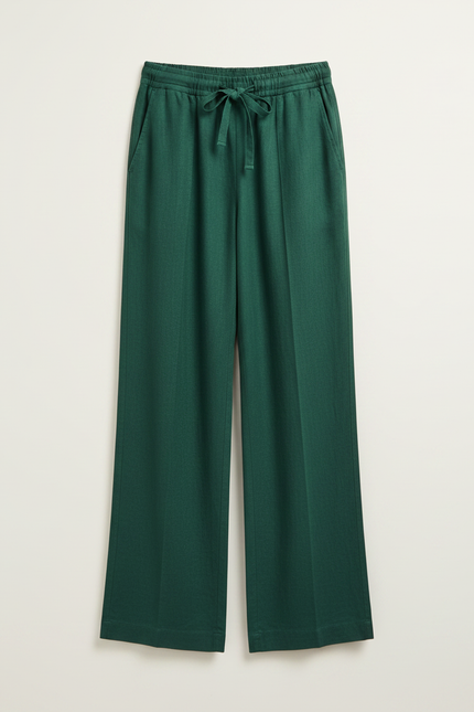 Pantalon Chino Vert Ample Lin Enfant Fille - vue 3