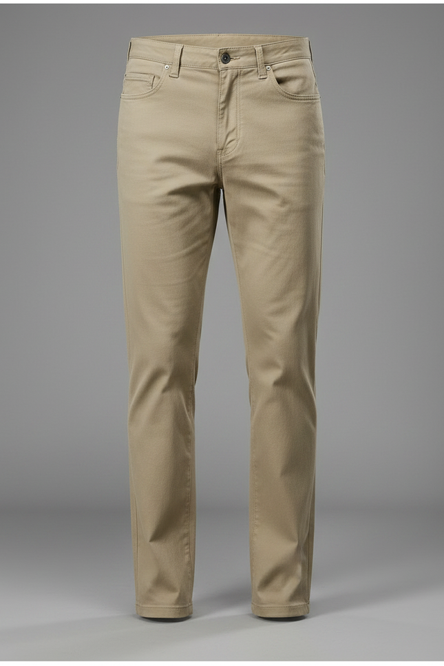 Pantalon Chino Homme Beige Droit Coton Décontracté - vue 3