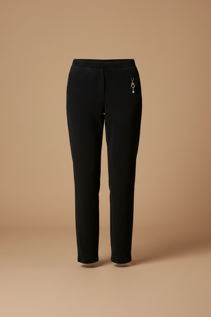 Pantalon Chino Noir Côtelé Droit Décontracté Femme - Cordé - vue 3