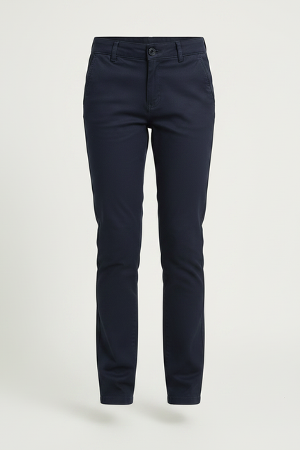 Pantalon Chino Bleu Marine Coton Ajusté Fille - vue 3