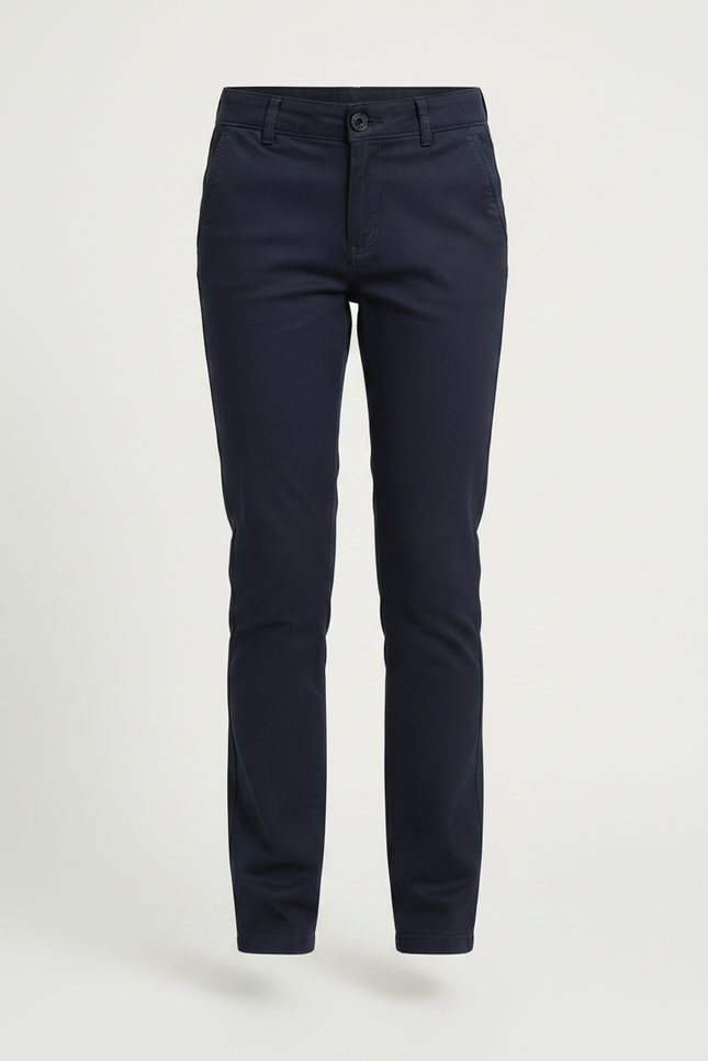 Pantalon Chino Bleu Marine Coton Ajusté Fille - vue 3