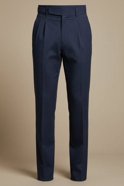 Pantalon Chino Bleu Marine Plissé Élégant Homme - Gabardine - vue 3