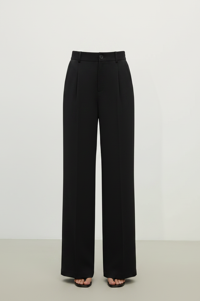Pantalon Chino Noir Droit Fluide Élégant Femme - Viscose - vue 3