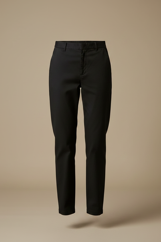 Pantalon Chino Noir Droit Coton Décontracté Femme - vue 3