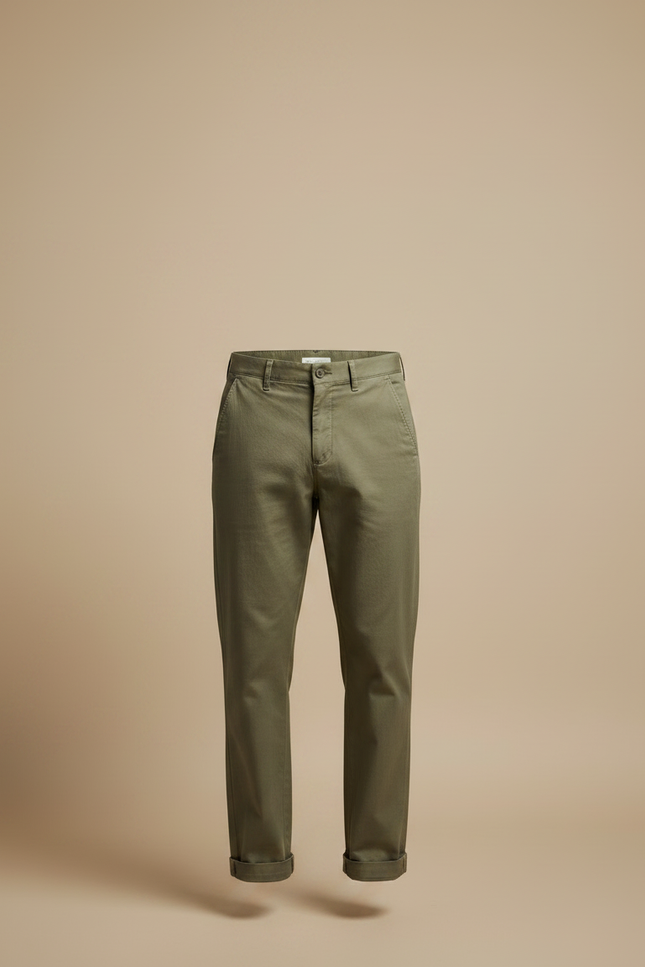 Pantalon Chino Vert Olive Coton Droit Homme - Kaki - vue 3