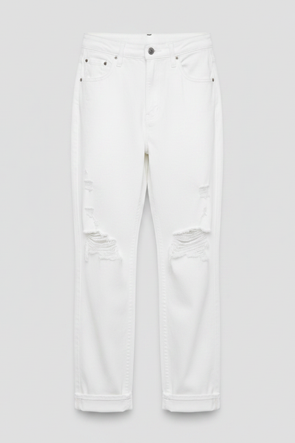 Pantalon Chino Blanc Enfant Déchiré Décontracté Coton - vue 3