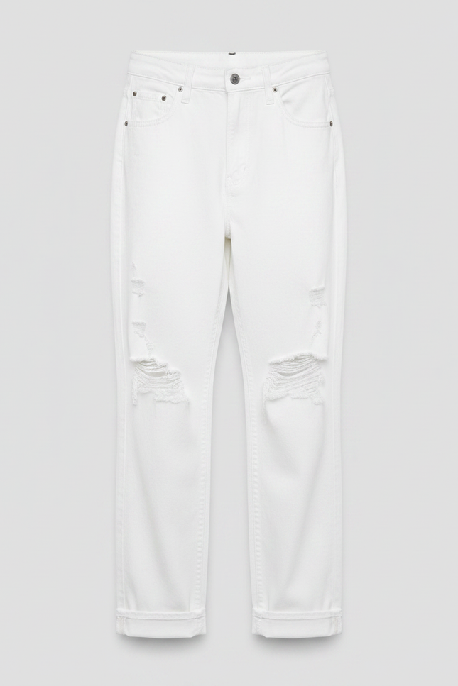 Pantalon Chino Blanc Enfant Déchiré Décontracté Coton - vue 3