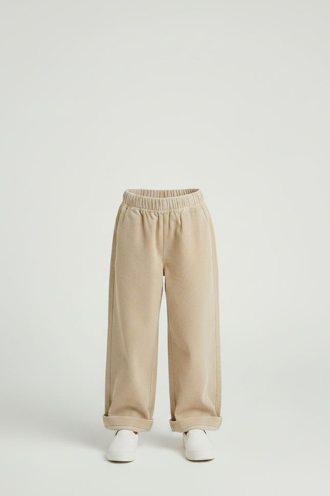 Pantalon Chino Beige Côtelé Droit Ample Enfant - Cordé - vue 3