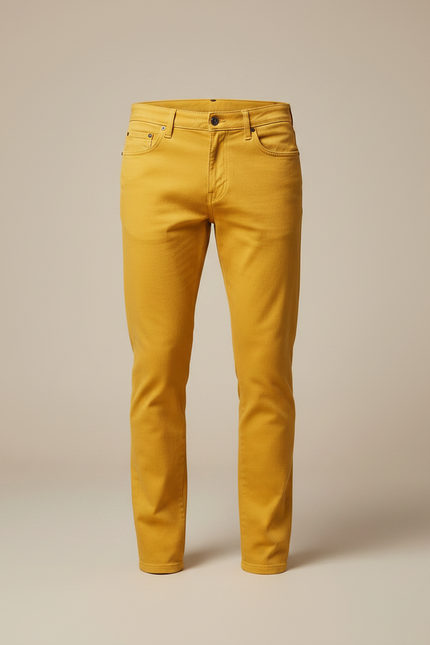Pantalon Chino Jaune Slim Coton Décontracté Homme - vue 3