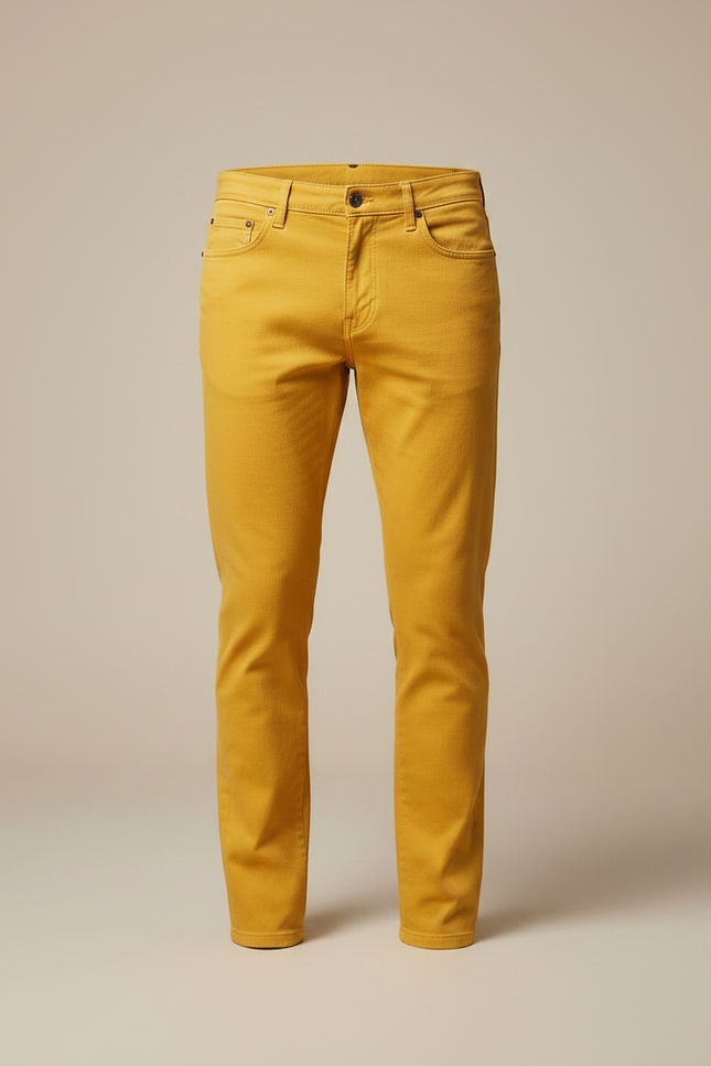Pantalon Chino Jaune Slim Coton Décontracté Homme - vue 3