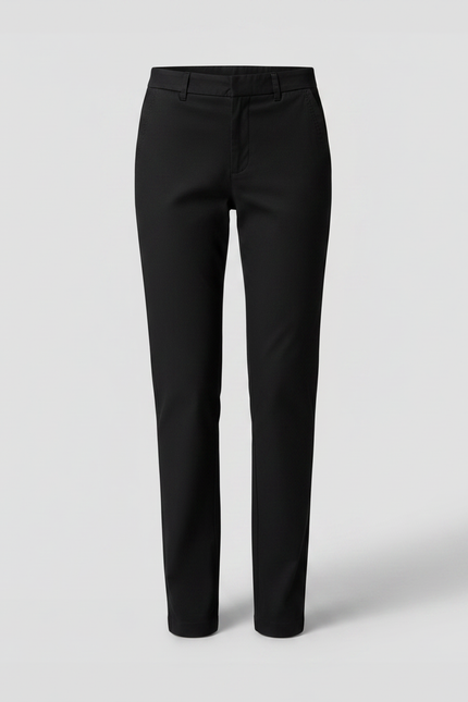 Pantalon Chino Noir Coton Droit Élégant Femme - vue 3