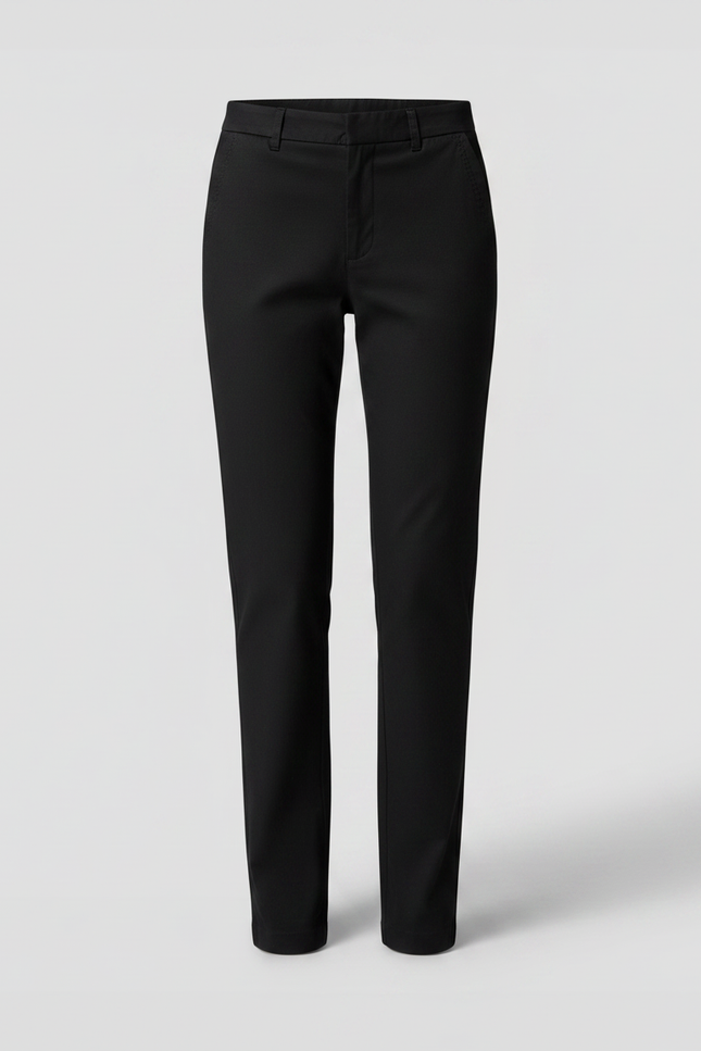 Pantalon Chino Noir Coton Droit Élégant Femme - vue 3