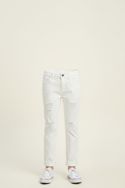 Pantalon Chino Blanc Déchiré Droit Coton Enfant - vue 3