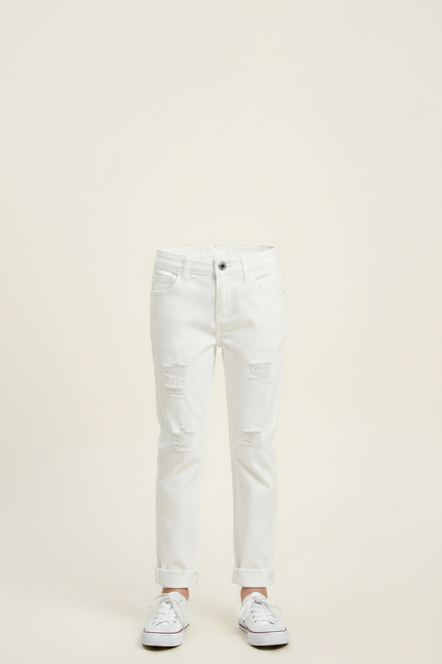 Pantalon Chino Blanc Déchiré Droit Coton Enfant - vue 3