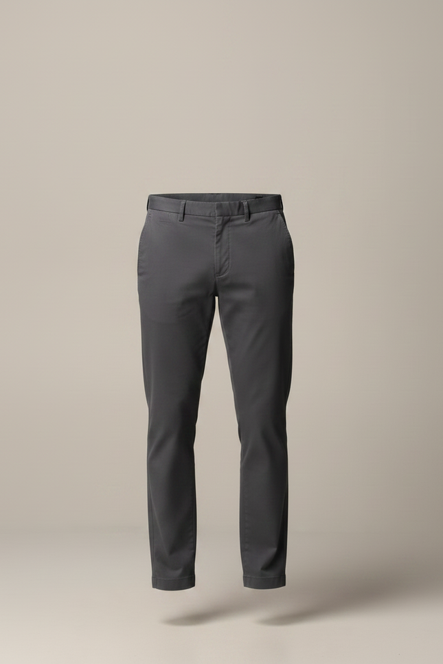 Pantalon Chino Gris Homme Coupe Droite Élégant Coton - vue 3