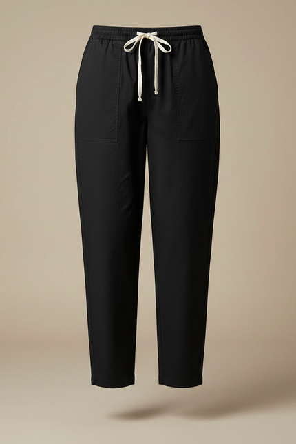 Pantalon Chino Sarouel Femme - Noir Gabardine - vue 3