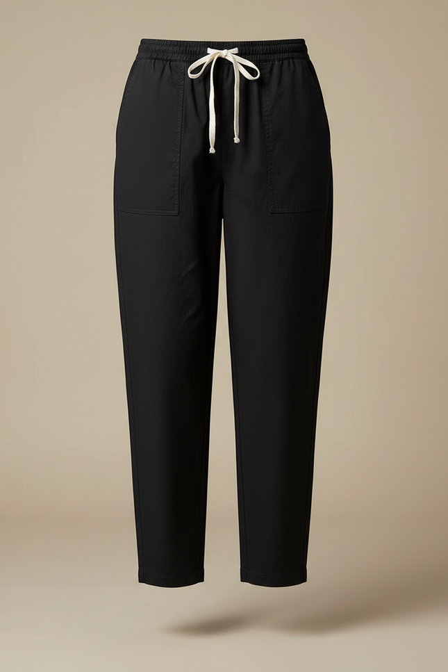 Pantalon Chino Sarouel Femme - Noir Gabardine - vue 3