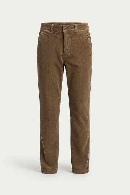 Pantalon Chino Velours Côtelé Marron Coupe Droite Enfant - Cordé - vue 3