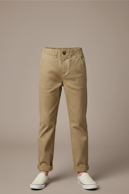 Pantalon Chino Garçon Kaki Tapered - Beige Gabardine - vue 3