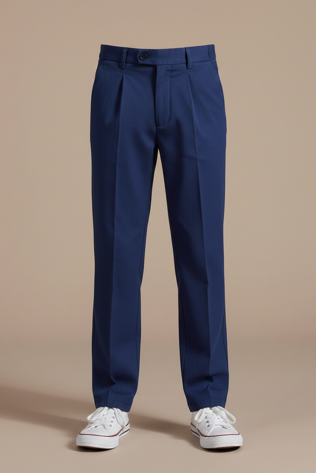 Pantalon Chino Bleu Marine Droit Élégant Garçon - Gabardine - vue 3