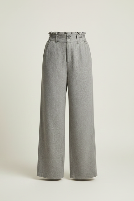 Pantalon Chino Gris Fluide Taille Haute Femme - Tweed - vue 3