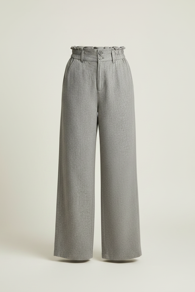 Pantalon Chino Gris Fluide Taille Haute Femme - Tweed - vue 3