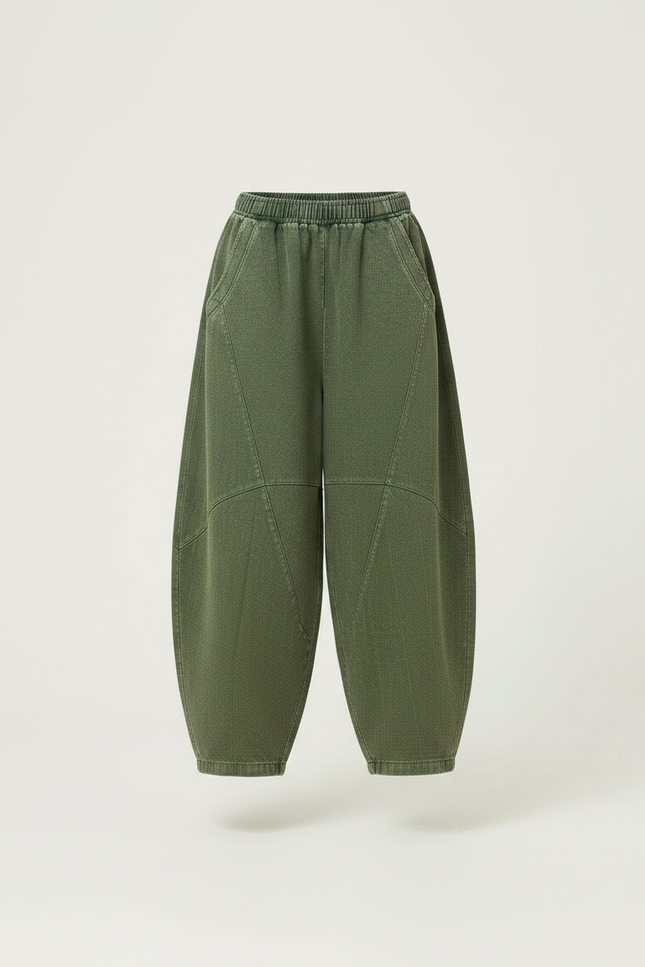Pantalon Chino Vert Ample Coton Enfant - Kaki Toile - vue 3