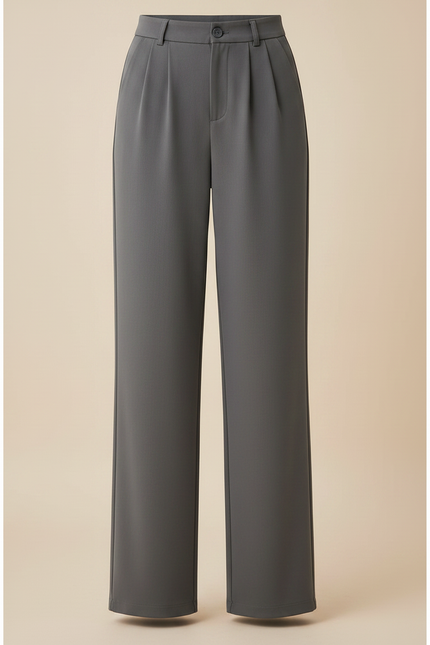 Pantalon Chino Gris Fluide Ample Élégant Femme - Polyester - vue 3