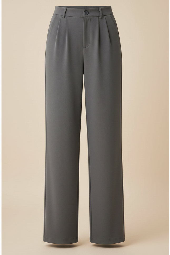 Pantalon Chino Gris Fluide Ample Élégant Femme - Polyester - vue 3