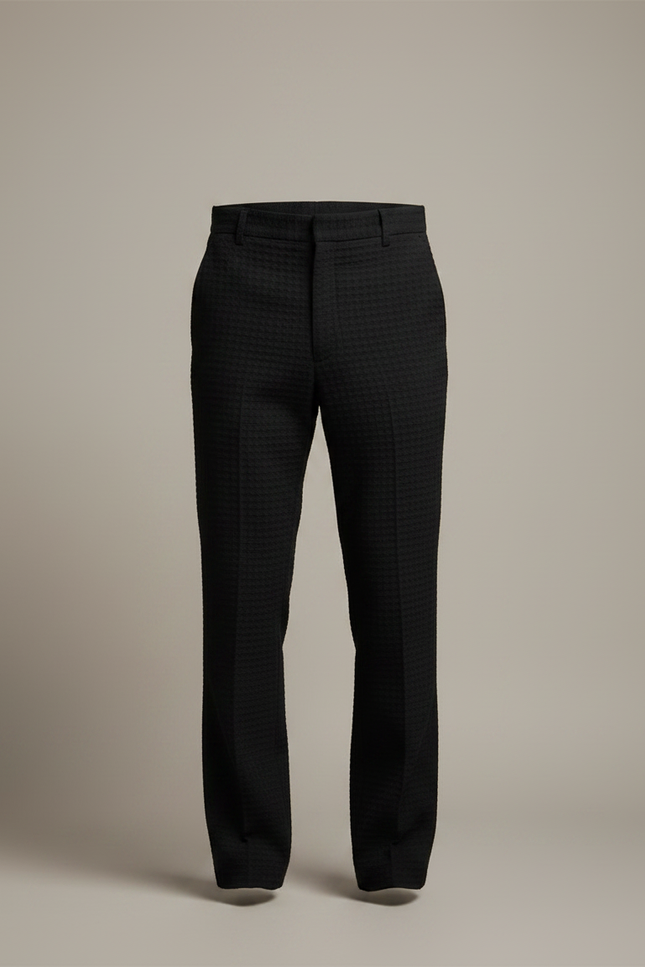 Pantalon Chino Noir Gaufré Coupe Droite Homme - Polyester - vue 3