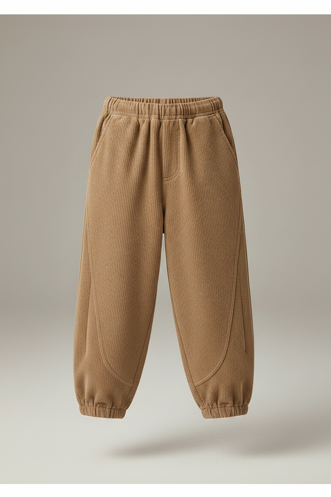 Pantalon Chino Côtelé Marron Ample Garçon Décontracté - Cordé - vue 3