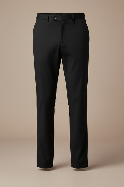 Pantalon Chino Noir Ajusté Élégant Homme Uni - Polyester - vue 3