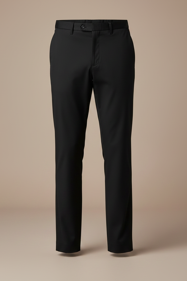 Pantalon Chino Noir Ajusté Élégant Homme Uni - Polyester - vue 3