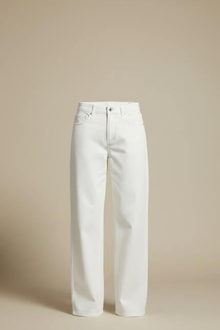 Pantalon Chino Blanc Large Taille Haute Décontracté - Jean - vue 3