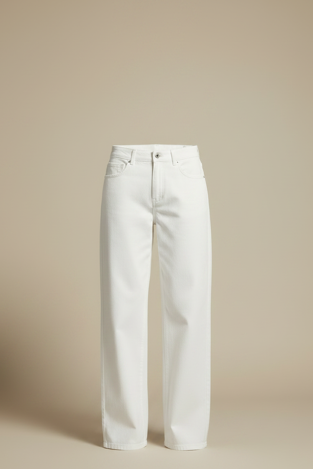 Pantalon Chino Blanc Large Taille Haute Décontracté - Jean - vue 3