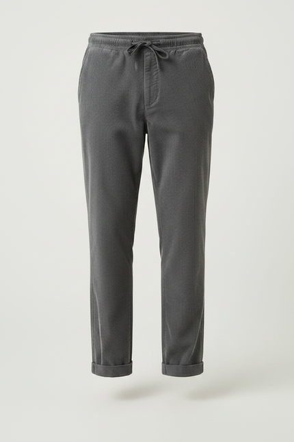Pantalon Chino Gris Côtelé Droit Décontracté Homme - Cordé - vue 3