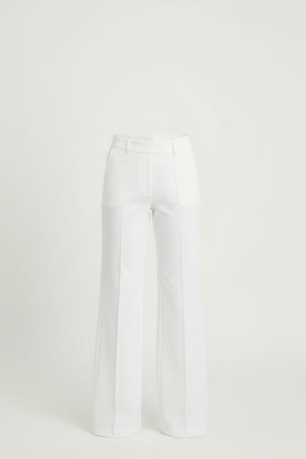Pantalon Chino Blanc Évasé Taille Haute Élégant - Gabardine - vue 3