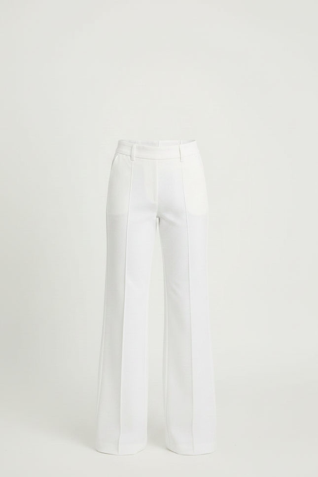 Pantalon Chino Blanc Évasé Taille Haute Élégant - Gabardine - vue 3