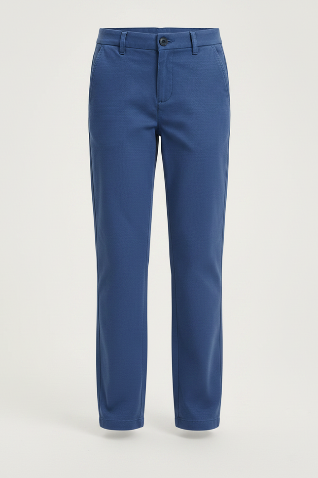 Pantalon Chino Bleu Droit Décontracté Enfant Coton - vue 3