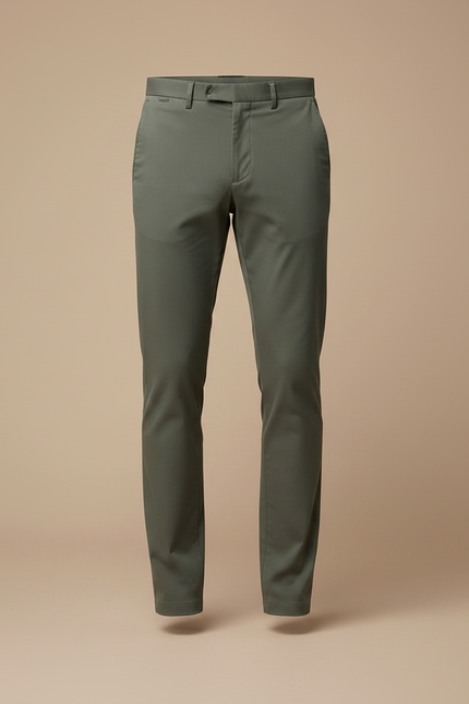 Pantalon Chino Homme Vert Olive Coton Slim Élégant - Kaki - vue 3