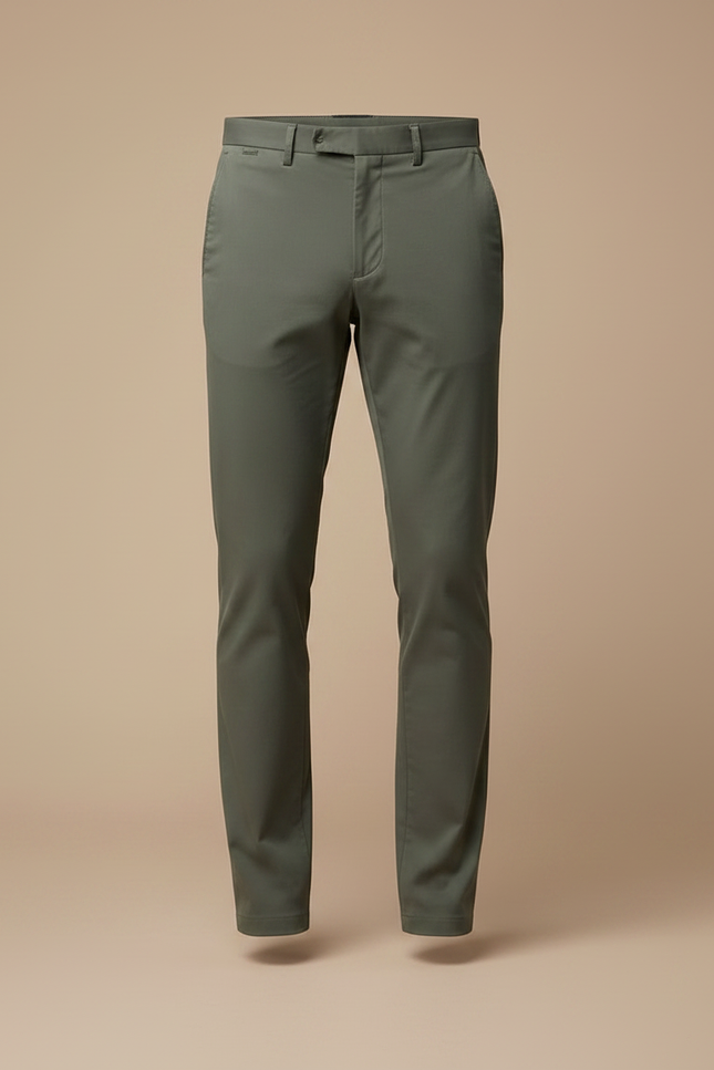 Pantalon Chino Homme Vert Olive Coton Slim Élégant - Kaki - vue 3