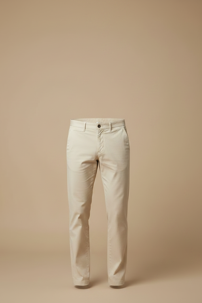 Pantalon Chino Beige Coton Stretch Homme Élégant - vue 3