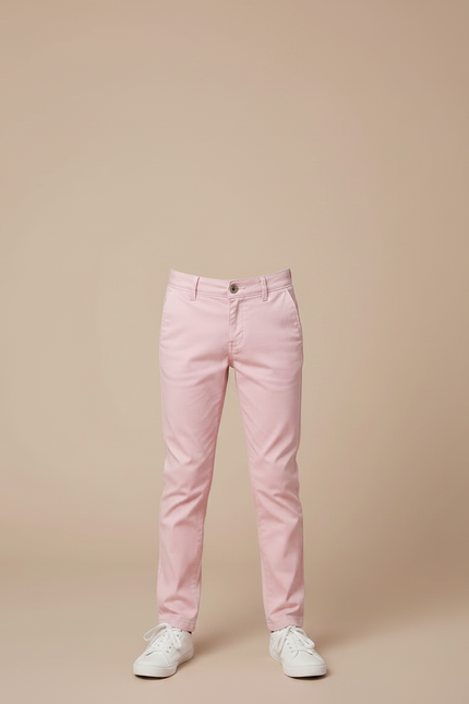 Pantalon Chino Rose Coton Slim Garçon Élégant - Gabardine - vue 3