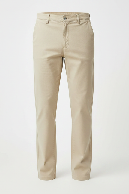 Pantalon Chino Beige Coton Décontracté Droit Homme - vue 3