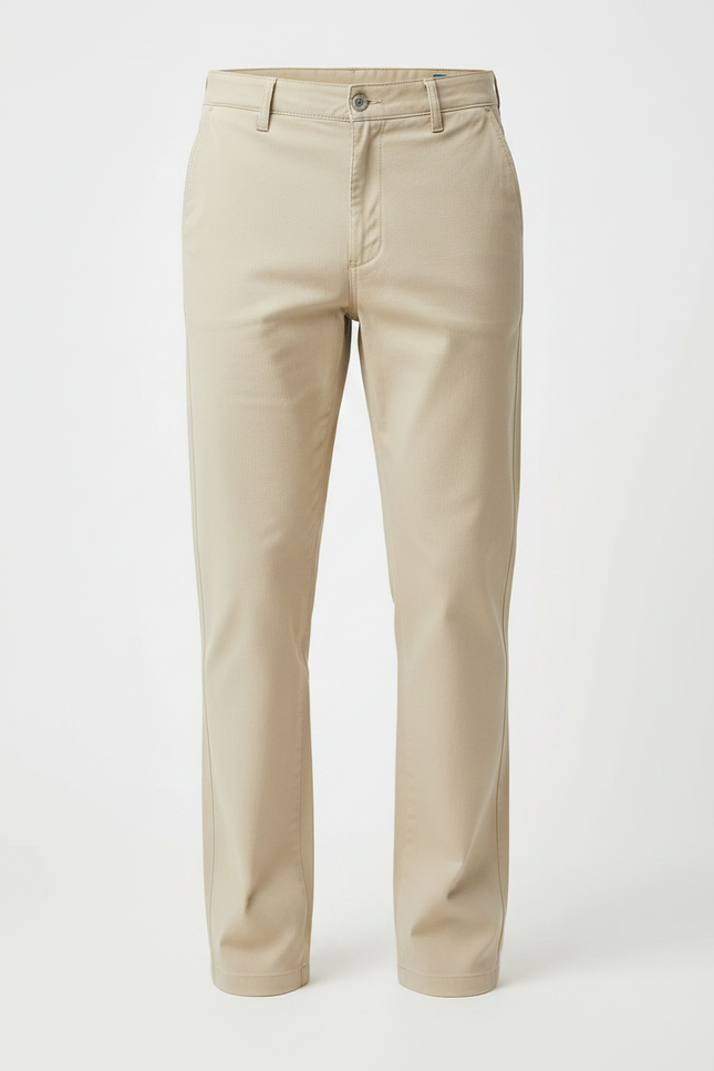 Pantalon Chino Beige Coton Décontracté Droit Homme - vue 3