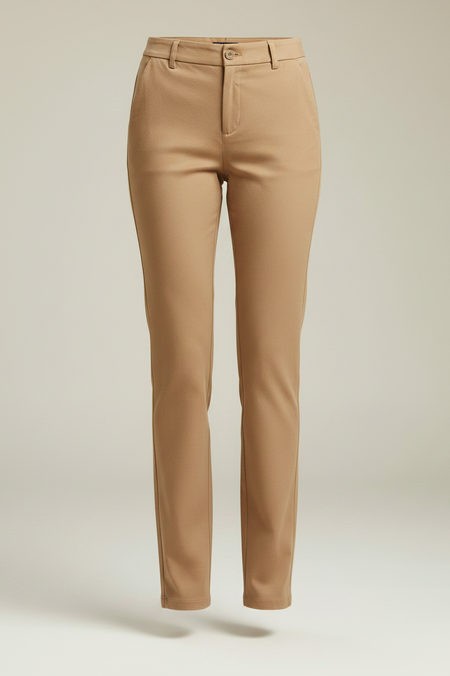 Pantalon Chino Cigarette Femme - Camel Gabardine - vue 3
