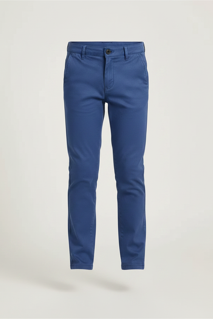 Pantalon Chino Bleu Marine Coton Ajusté Garçon Élégant - vue 3