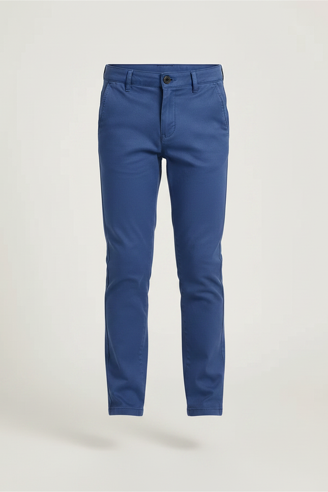 Pantalon Chino Bleu Marine Coton Ajusté Garçon Élégant - vue 3