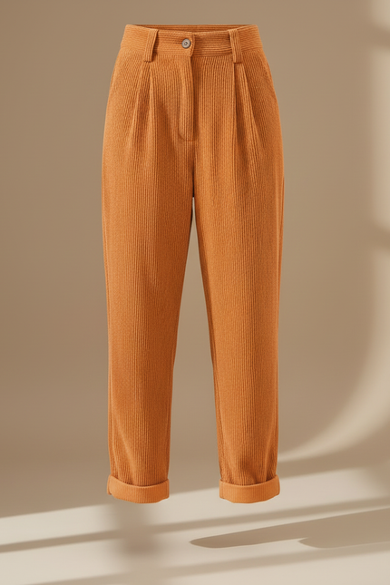 Pantalon Chino Orange Femme - Cordé - vue 3